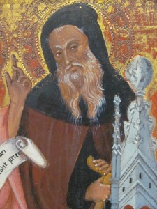 Antony the Great, ascetic par excellence; detail from a 14th-15th-century painting of the BVM with saints in the Capitoline Museum